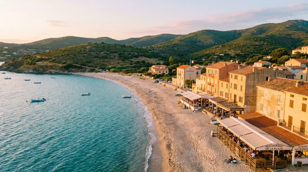 Vue aérienne de Moriani Plage sur la Costa Verde en Haute-Corse
